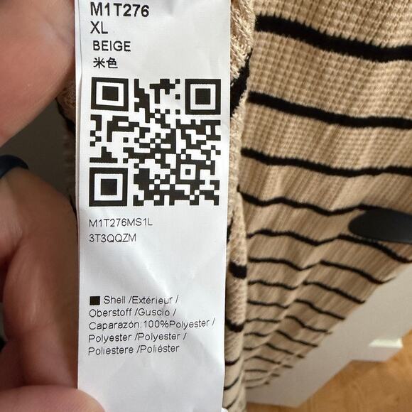 Saodimallsu Striped Knit Polo Maxi Sweater Dress Beige Blk Clean Girl XL Preppy - Picture 6 of 8